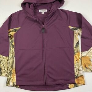 Legendary Hoodie Women's‎ Medium Burgundy Woodland Camo Zip Up Active Sweatshirt